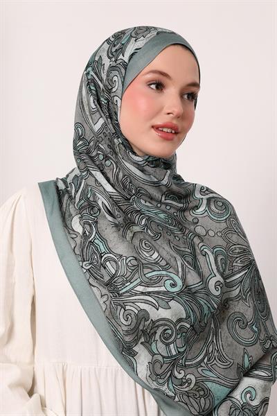 Desenli İpek Şal | Mint