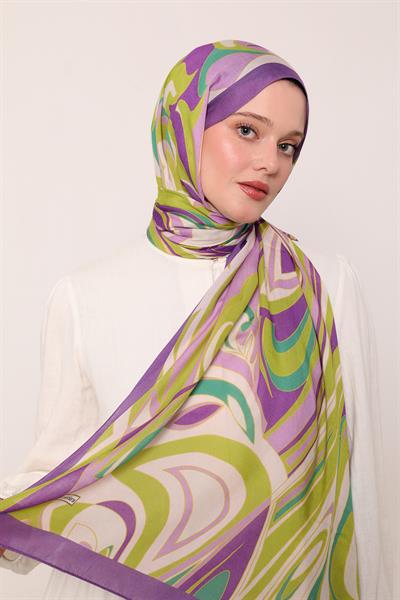 Desenli İpek Şal | Mürdüm Rüyası