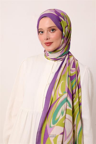 Desenli İpek Şal | Mürdüm Rüyası