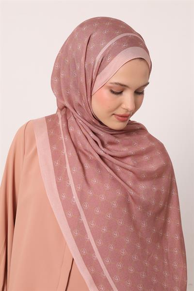 Desenli İpek Şal | Şeftali Çiçeği