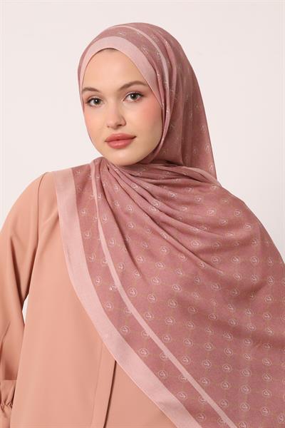 Desenli İpek Şal | Şeftali Çiçeği