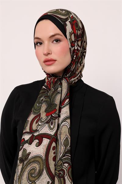 Desenli İpek Şal | Siyah