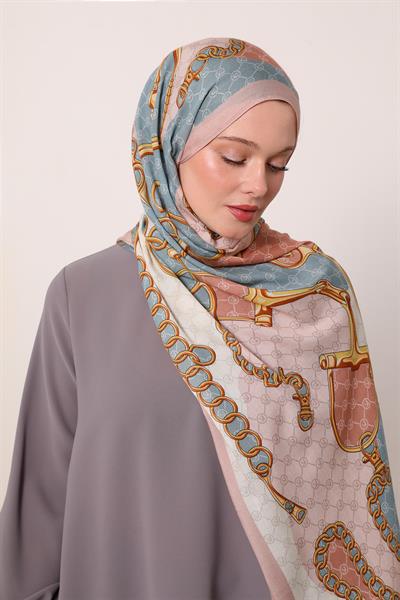 Desenli İpek Şal | Somon Pusulası