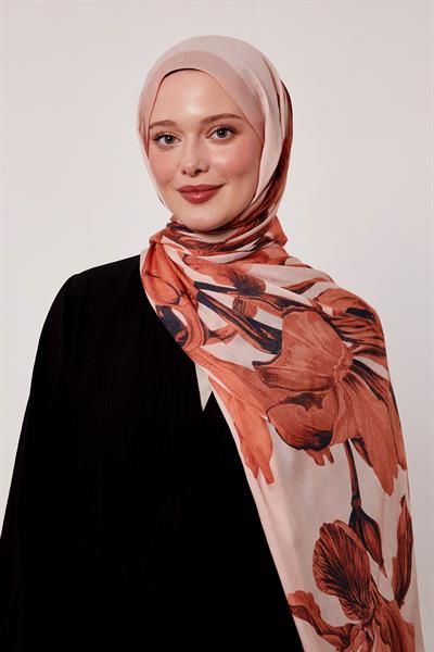 Desenli İpek Şal | Somon Pusulası