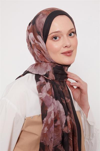 Desenli İpek Şal | Sonsuz Siyah