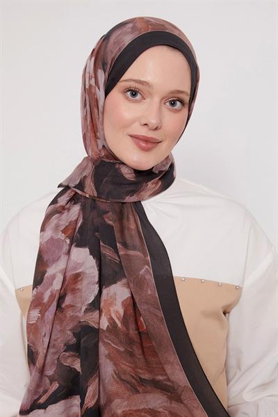 Desenli İpek Şal | Sonsuz Siyah