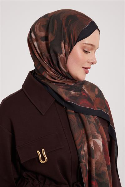 Desenli İpek Şal | Sonsuz Siyah