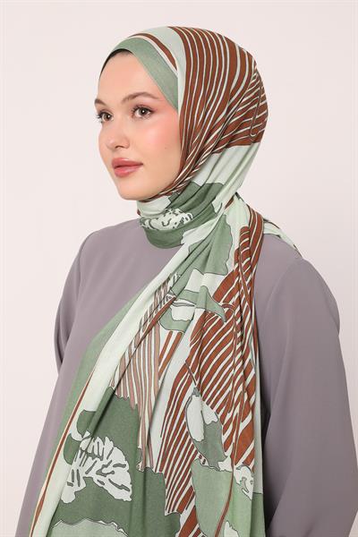 Desenli İpek Şal | Su Yeşili