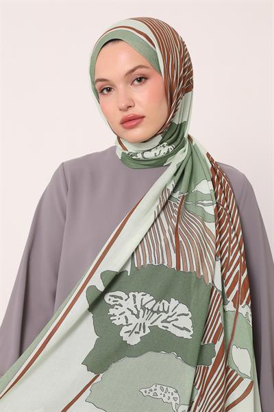 Desenli İpek Şal | Su Yeşili