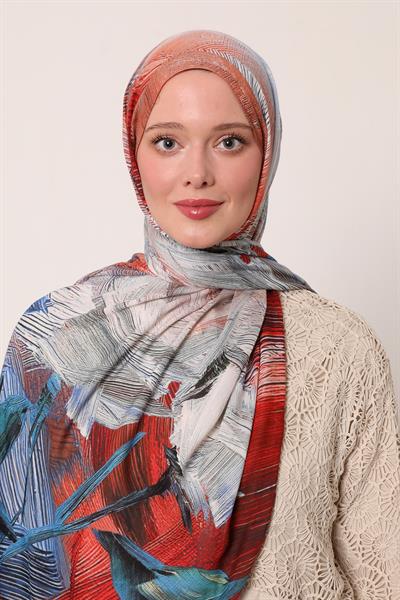 Desenli İpek Şal | Tozlu Tarçın