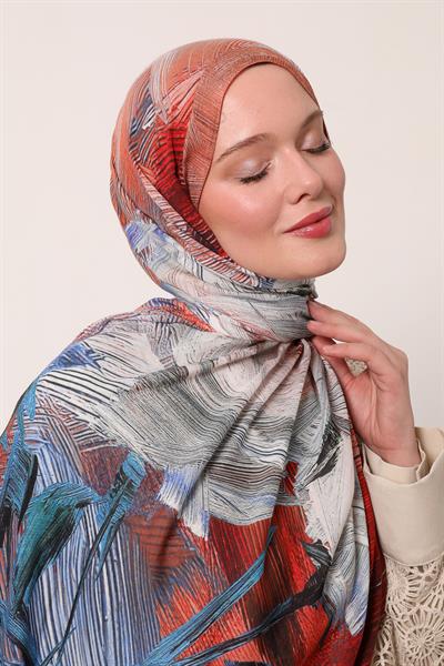 Desenli İpek Şal | Tozlu Tarçın