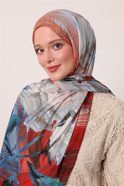 Desenli İpek Şal | Tozlu Tarçın