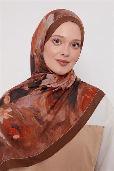 Desenli İpek Şal | Tozlu Tarçın