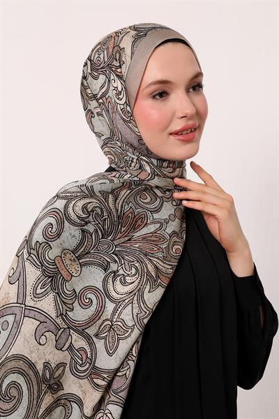 Desenli İpek Şal | Vizon