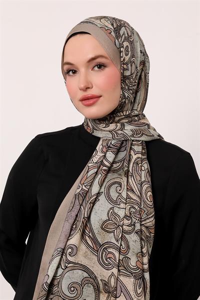 Desenli İpek Şal | Vizon