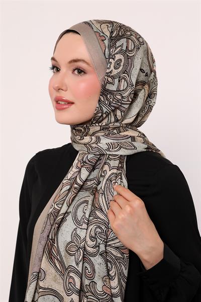 Desenli İpek Şal | Vizon