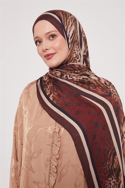 Desenli İpek Şal | Yakut Bordo