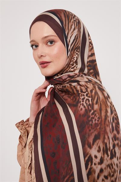 Desenli İpek Şal | Yakut Bordo