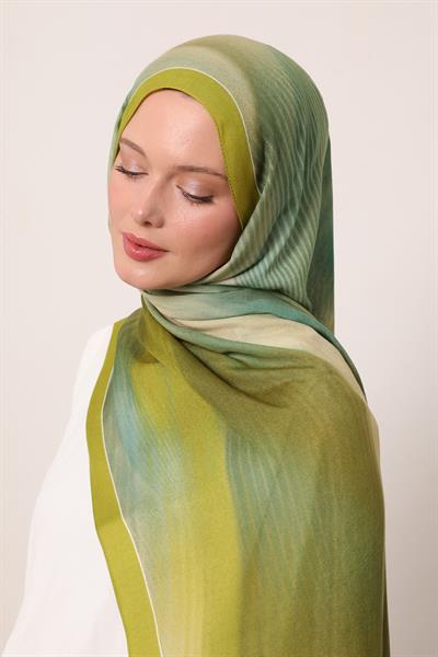 Desenli İpek Şal | Yeşil Fısıltı
