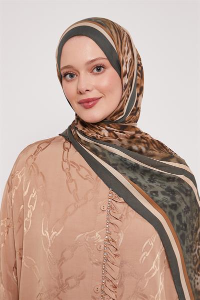 Desenli İpek Şal | Yeşil Fısıltı