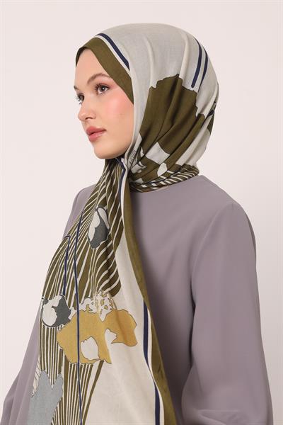 Desenli İpek Şal | Yeşil Fısıltı