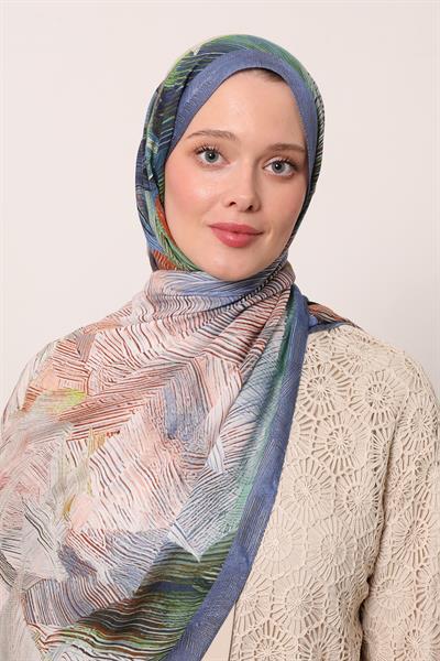 Desenli İpek Şal | Yıldızsız Mavi