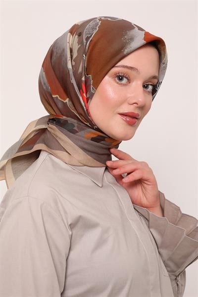 Flora Eşarp | Kestane Kabuğu