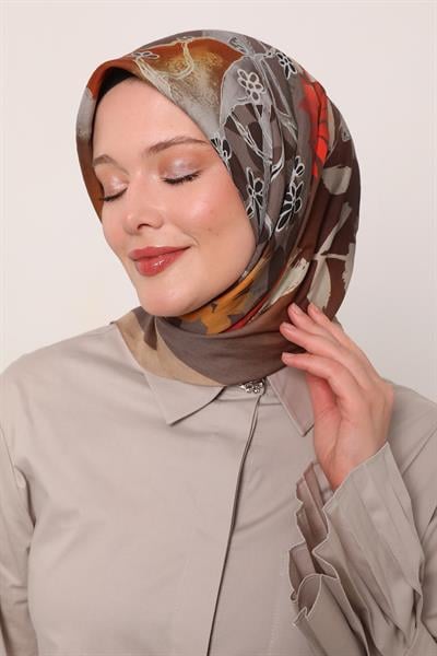 Flora Eşarp | Kestane Kabuğu