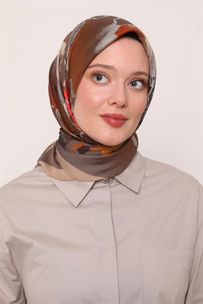 Flora Eşarp | Kestane Kabuğu