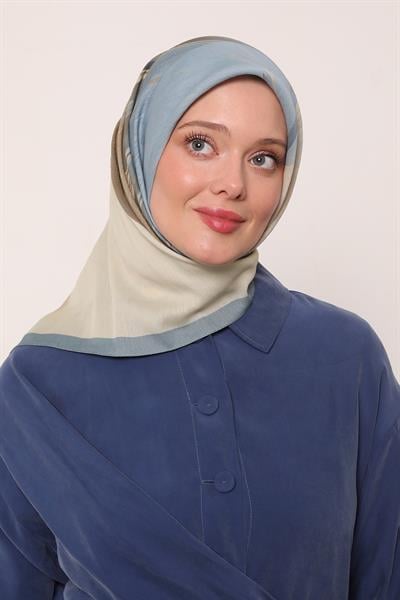 Floral Eşarp | Pastel Mavi
