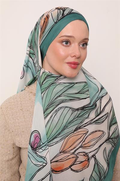 Floral Şal | Derin Turkuaz