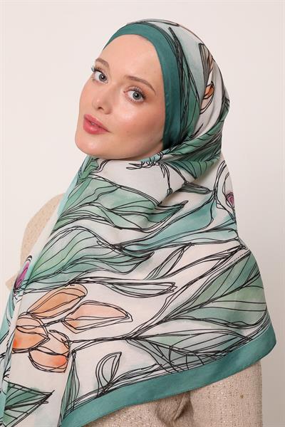 Floral Şal | Derin Turkuaz