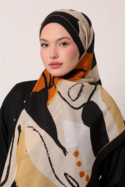 Floral Şal | Gece Siyahı