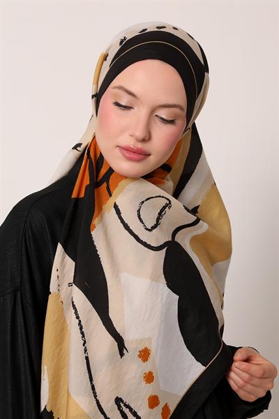 Floral Şal | Gece Siyahı