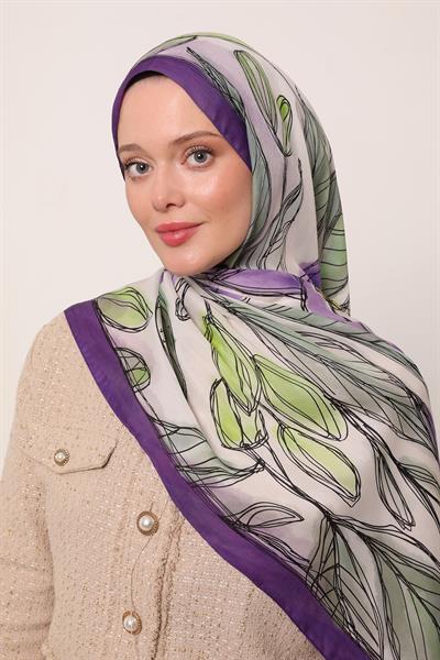 Floral Şal | Mor Menekşe