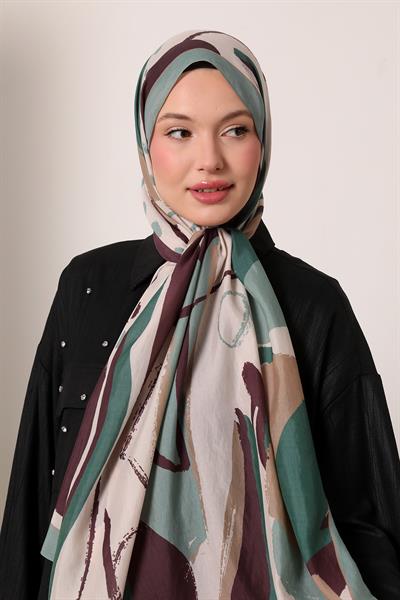 Floral Şal | Nil Yeşili Parıltısı