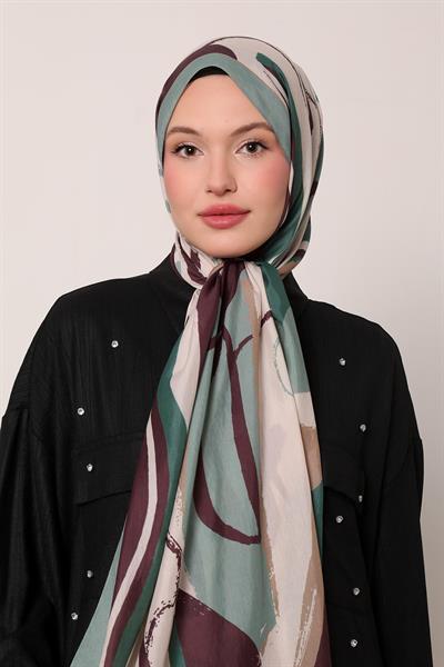 Floral Şal | Nil Yeşili Parıltısı
