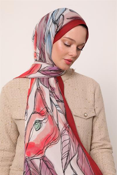 Floral Şal | Yakut Bordo