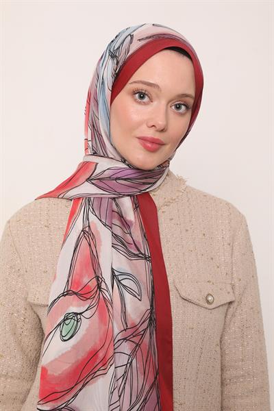Floral Şal | Yakut Bordo