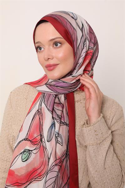 Floral Şal | Yakut Bordo