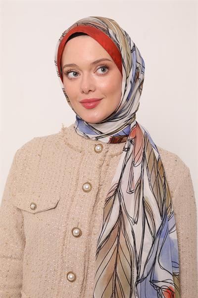 Floral Şal | Yanık Turuncu