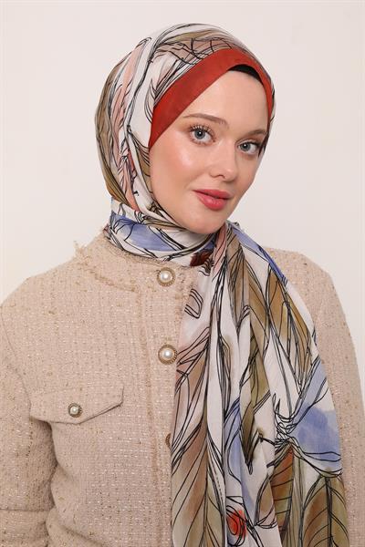 Floral Şal | Yanık Turuncu