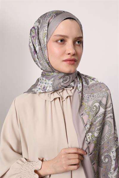 Hint İpeği Şal Açık Gri