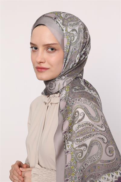 Hint İpeği Şal Açık Gri