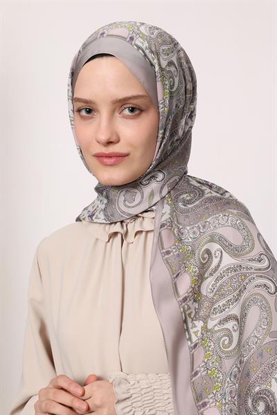 Hint İpeği Şal Açık Gri