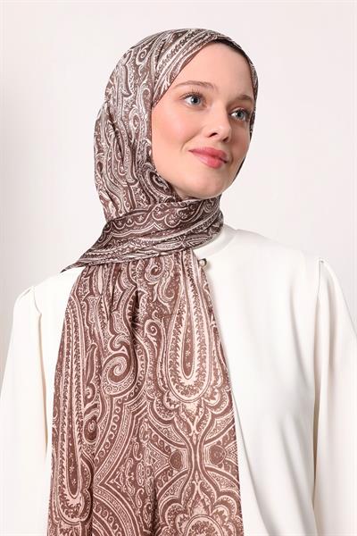 Hint İpeği Şal Açık Kahve