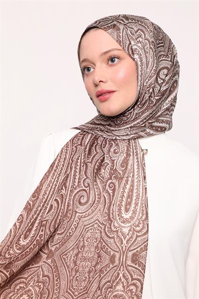 Hint İpeği Şal Açık Kahve