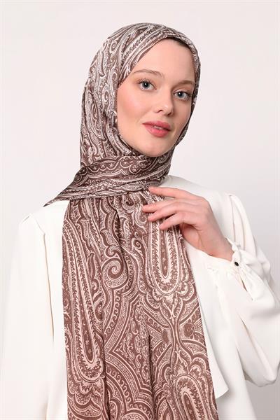 Hint İpeği Şal Açık Kahve