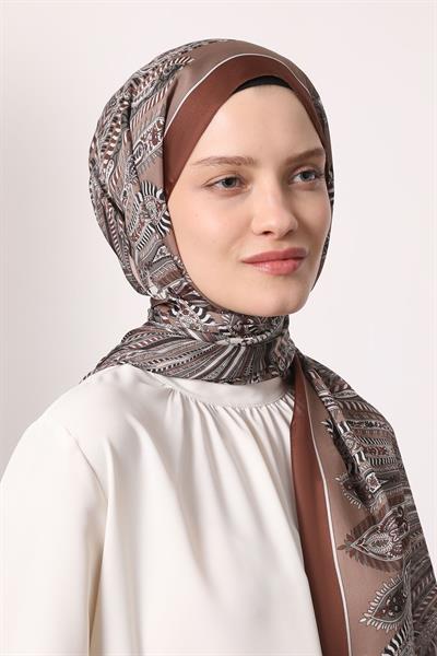 Hint İpeği Şal Açık Kahverengi