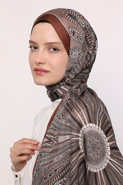 Hint İpeği Şal Açık Kahverengi